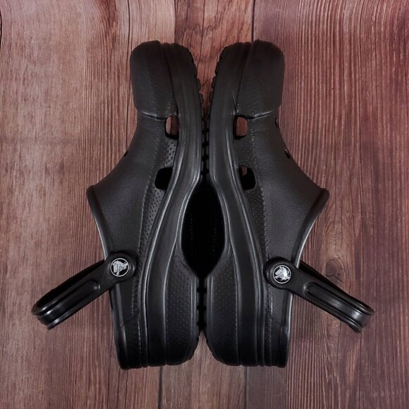 Rare Crocs Motion M10-11 W12-14 Black Capped Closed Toe Slip On Clogs Sandals - Picture 8 of 14